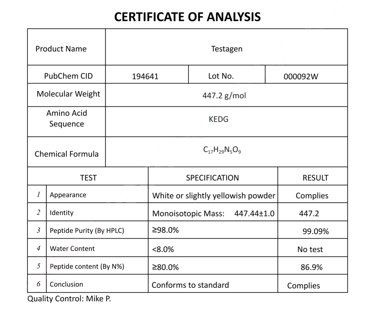 Testagen 20mg (Bioregulator)